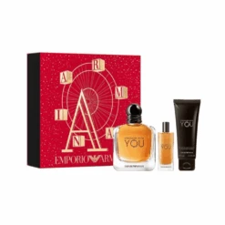 Armani Stronger With You Eau De Toilette Men's Aftershave Gift Set Spray (100ml) With Shower Gel And 15ml EDT
