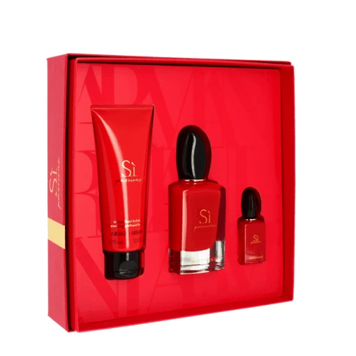 Giorgio Armani Si Passione Eau De Parfum Women's Perfume Gift Set Spray (50ml) With Body Lotion & 7ml EDP