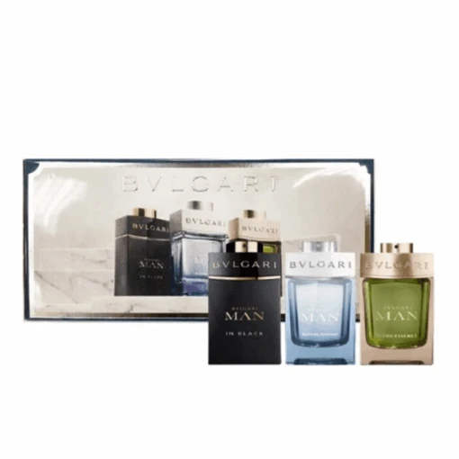 Bvlgari Men's Miniature Collection Gift Set 3 X 15ml EDP Splashes (Man In Black + Glacial Essence + Man Wood Essence)