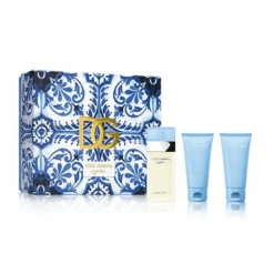 Dolce & Gabbana Light Blue Eau De Toilette Women's Perfume Gift Set Spray (50ml) With Shower Gel + Body Cream