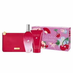 Escada Cherry In Japan Eau De Toilette Women's Perfume Gift Set Spray (100ml) With Body Lotion And Pouch