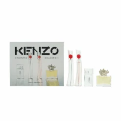 Kenzo Miniatures Collection Gift Set X 4 (Flower 4ml EDP + Flower Poppy Bouquet 4ml EDP + L'eau Kenzo 5ml EDT + Jungle 5ml EDP)