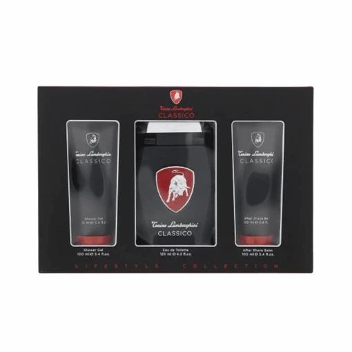 Lamborghini Classico Eau De Toilette Men's Aftershave Gift Set Spray (125ml) With 100ml Aftershave Balm + 100ml Shower Gel