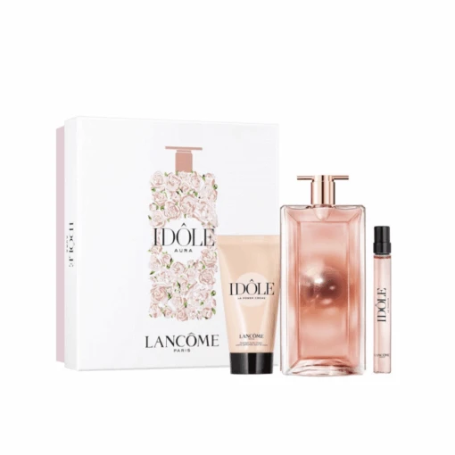 Lancome Idole Aura Eau De Parfum Women's Perfume Gift Set Spray (50ml) With Body Lotion And 10ml EDP