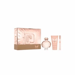 Paco Rabanne Olympea Eau De Parfum Women's Perfume Gift Set Spray (50ml) With Body Lotion & 10ml Mini