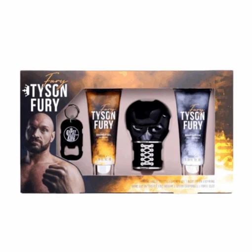 Tyson Fury Eau De Toilette Men's Aftershave Gift Set Spray (100ml) With 100ml Shower Gel + 100ml Body Lotion + Keyring