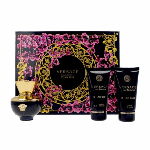 Versace Dylan Blue Femme Eau De Parfum Perfume Gift Set Spray (50ml) With Shower Gel And Body Lotion