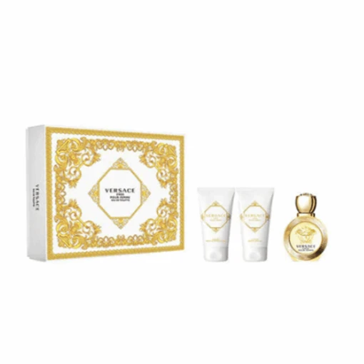 Versace Eros Pour Femme Eau De Parfum Women's Gift Set Spray (100ml) With 100ml Shower Gel + 100ml Body Lotion + 5ml EDP